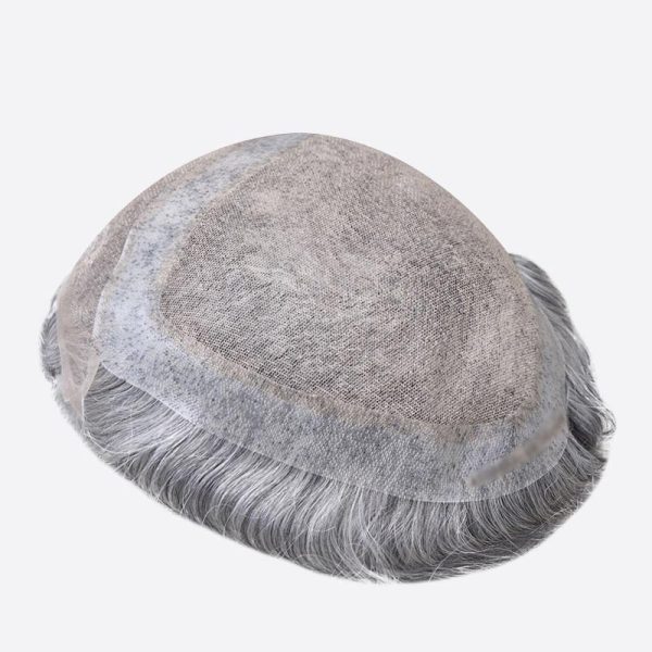BLN17381 Men's Grey Hair System Is Mixed Gray Hair Pieces From Bono Hair