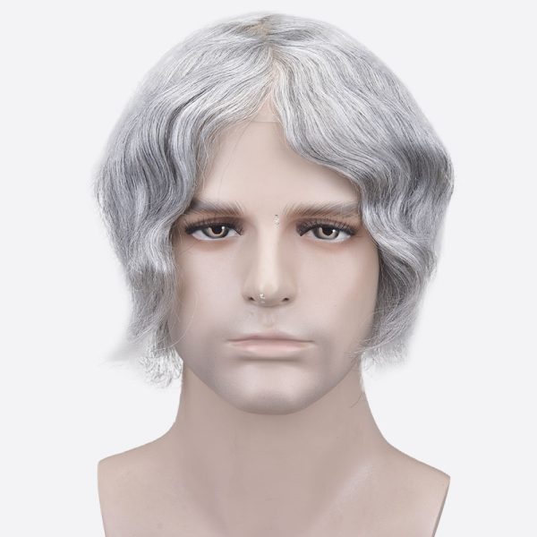 BLN17381 Men's Grey Hair System Is Mixed Gray Hair Pieces From Bono Hair