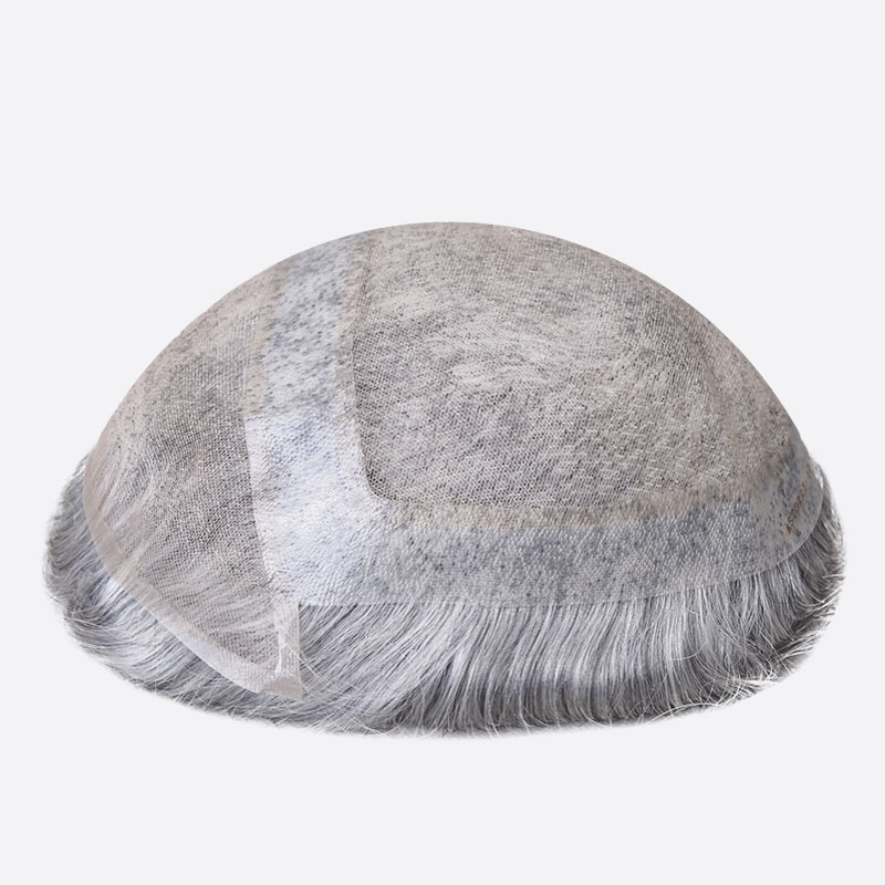 BLN17381 Men's Grey Hair System Is Mixed Gray Hair Pieces From Bono Hair