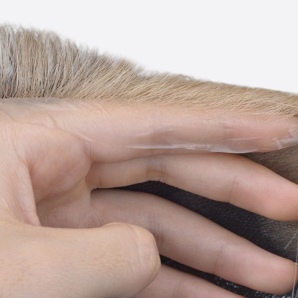 Blonde Streak In Front of Hair Wig For Men Is Custom Hair Replacement Toupee From Bono Hair