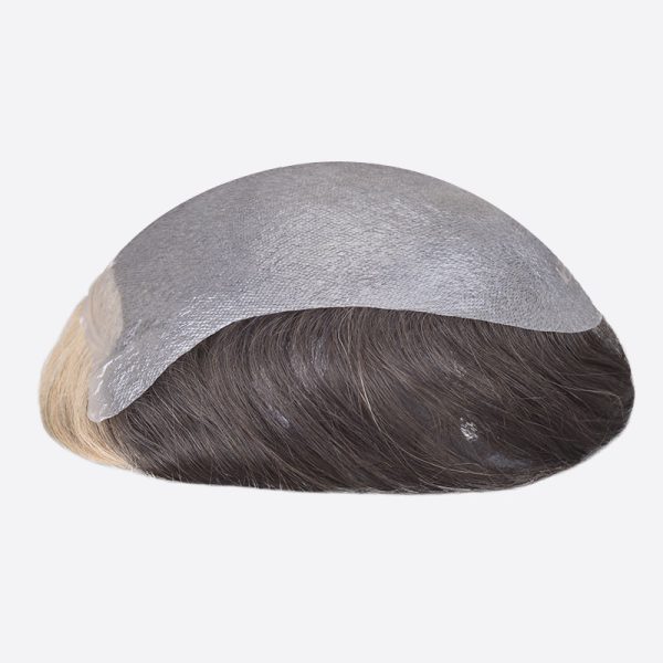 Blonde Streak In Front of Hair Wig For Men Is Custom Hair Replacement Toupee From Bono Hair