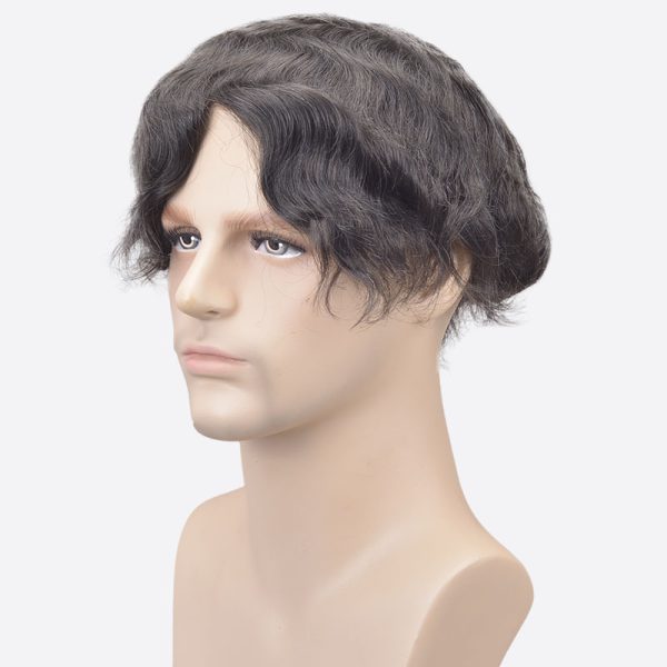BLN216810 French Lace Men's Hair Pieces Are Zigzag Poly Skin Hair System From Bono Hair