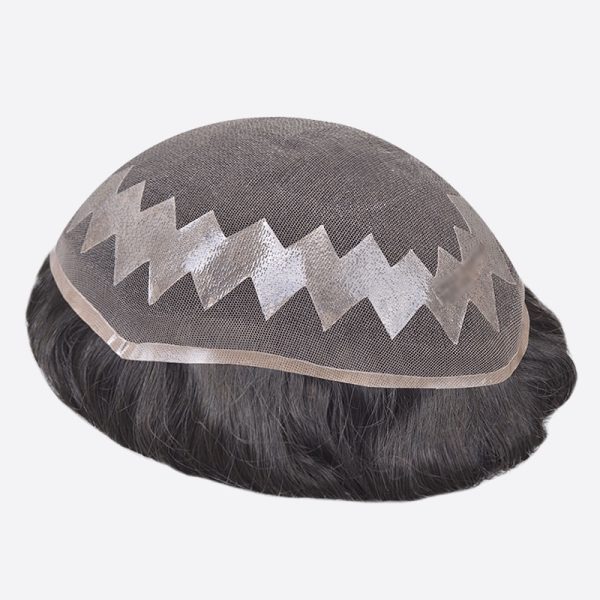 BLN216810 French Lace Men's Hair Pieces Are Zigzag Poly Skin Hair System From Bono Hair