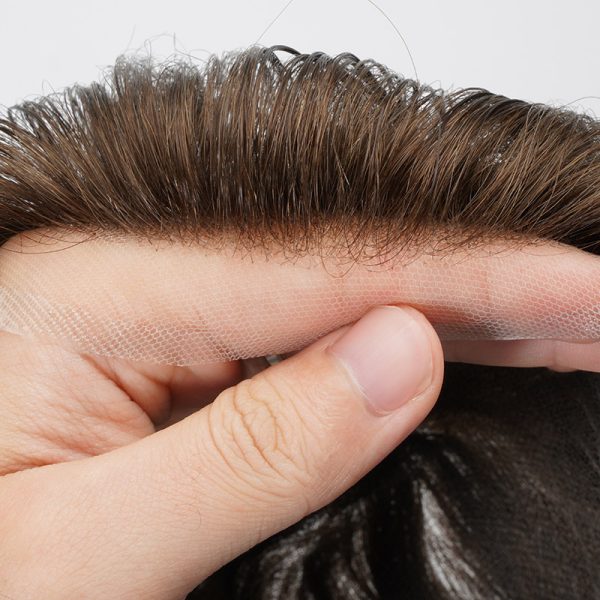 6BHFE Full Swiss Lace Hair System Is Men's Bleached Knots Toupee From Bono Hair