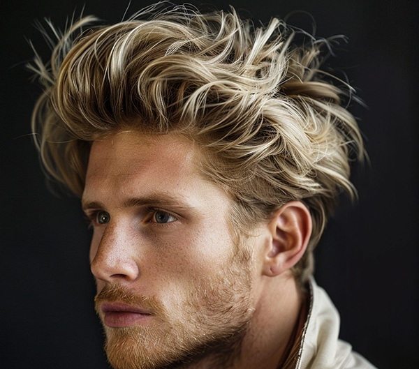 Textured Top with Bold Blonde Streaks