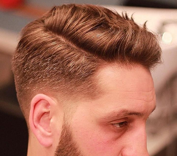 3. Side-parted dirty blonde pompadour